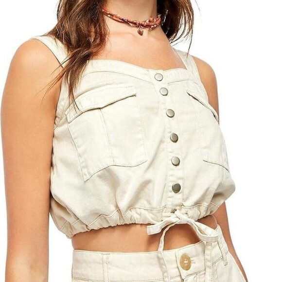 Free People We The Free Palm Desert Ivory Cargo Camisole Top Size Size Medium - Picture 1 of 8